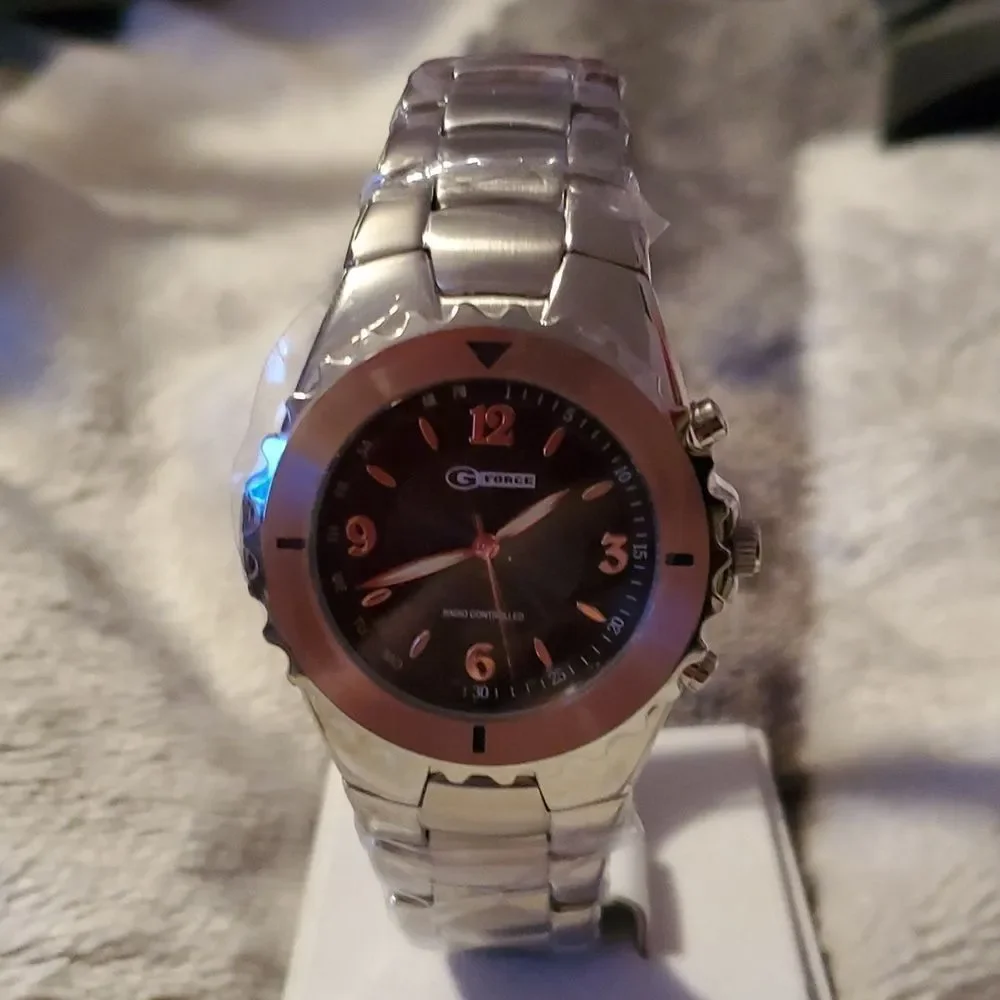 Brand New G-Force Radio Controlled Watch Atomic‎ Clock Stainless Steel TW363L